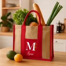 Sacola Ecológica de juta com bolso de Linho Personalizada com Nome Sustentável e Resistente Várias Estampas