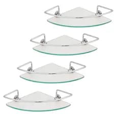 Kit com 04 Porta Shampoo Suporte De Banheiro Shampoo Canto Vidro 6mm