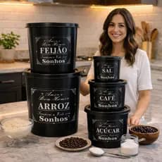 Kit Potes Para Mantimentos Alimentos Plástico Premium 5 Potes Cozinha Decorada e Organizada