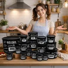 Kit 15 Potes para Cozinha – 100% BPA Free | Condimentos, Temperos e Mantimentos