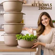 Kit Potes Cozinha Bowl 5 Pote 2,800 ml Redondo