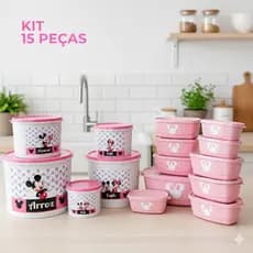Kit 5 Potes Para Mantimentos  + 10 Potes Personalizado /E  Kit 10 Peças Minie