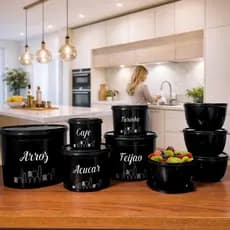 Kit Potes Para Mantimentos Alimentos Dispensa /9 Mantimentos Para Condimentos Integral