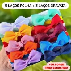 Kit com 10 lacinhos folha + gravata para bebês rn tiara laços infantil 0 a 18 meses