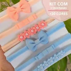 Kit com 3 lacinhos RN para bebês rn tiara laços infantil 0 a 18 meses