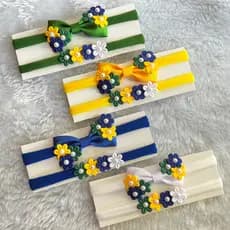 Kit Brasil c/ 2 faixinhas para bebês rn lacinho infantil 0 a 18 meses