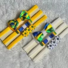 Trio de laços Brasil faixinha para bebês rn 0 a 18 meses
