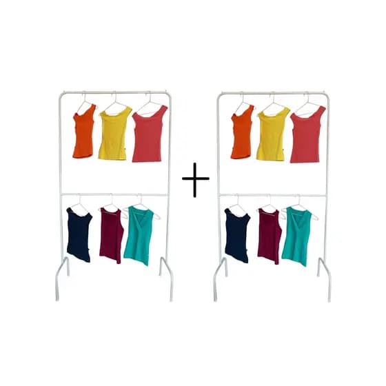 Kit 2 Cabideiros Desmontáveis Para Roupas Duplo Arara Aço Branca Ninos