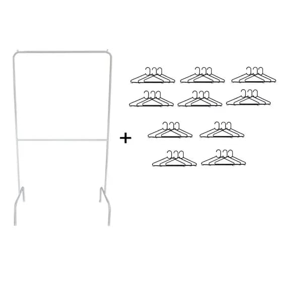 Cabideiro Duplo Branco + 30 Cabides Para Roupas  Ninos