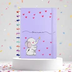 Caderno de Discos Capa Dura 80 Folhas A4 ou A5 Personalizado - Elefantinho