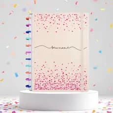 Caderno de Discos Capa Dura 80 Folhas A4 ou A5 Personalizado - Letra Cursiva e Corações