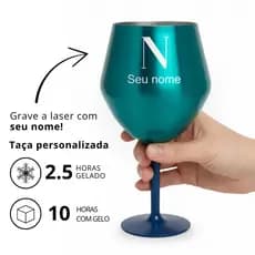 Taça Personalizada 2 em 1 – Aço Inox 18/8 com Efeito Prismático-Com Gravação a Laser