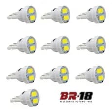10 Lampadas Pingo T10 W5w Led Branco Meia Luz Teto Placa