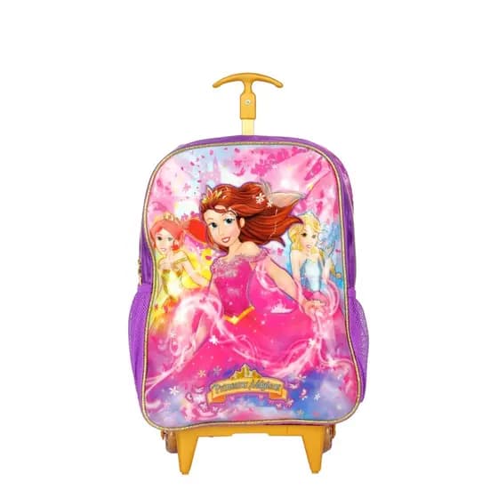 Mochila Infantil Clio com Rodinhas - Princesas Mágicas Cor:Roxo