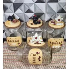 kit Pote para Mantimento  Arroz Feijão Café Açúcar - todos 3 litros