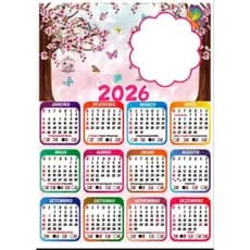 30 Calendário personalizado 2026 sem imã tamanho A4