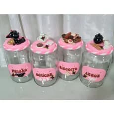 kit mantimento - Conjunto pra mantimento  - 4 potes decorativos 3 litros - pote para cozinha decorado em biscuit