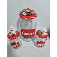 Kit Pote para cantinho do café - pote para rosquinha - kit para cozinha  café - açúcar  - bolacha consultar outras cores