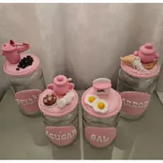 kit cozinha decorado em biscuit 4 potes - Um charme para sua cozinha!