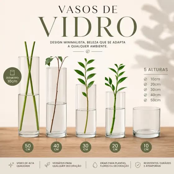 Vaso Tubo Vidro Resistente Cilindro Transparente Casamento Chão Decorativo Flor Plantas Rolha