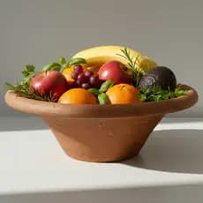 Fruteira Barro Cerâmico Rustico Grande Decoração Tradicional Vintage Retro Mesa Casa Cozinha