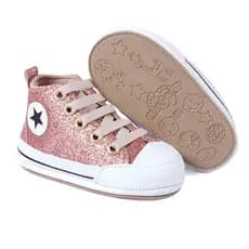Sapatinho Tênis Bebê Infantil Menina Oncinha Rosa Glitter