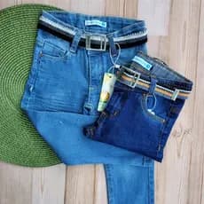 Calça Jeans  Infantil Menino Com Regulador e Cinto