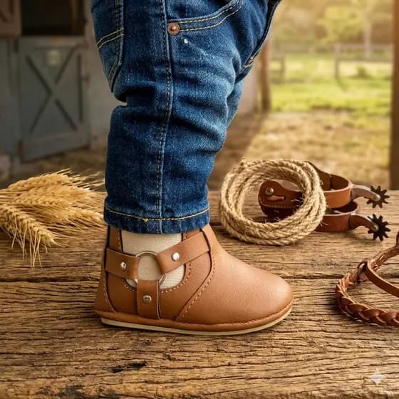 Bota Country Bebê para Festa Junina e Rodeio Estilo Peãozinho com Argola