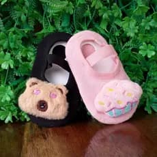 Combo 2 Pares Sapatilha Meia Infantil Pantufa Bebê Com Chocalho Na Pelúcia Antiderrapante