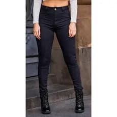 Calça preta feminina jeans modelo skinny com lycra cintura alta empina bumbum modelo blogueira moda gringa Linha Premium