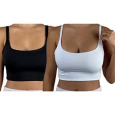 Kit 2 Top com alça Cropped Forrado Academia Feminina Blusa Suplex Varias Cores Liso e Estampados