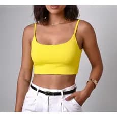 Top com Alça Cropped Forrado Academia Feminina Blusa Suplex Varias Cores Liso e Estampados