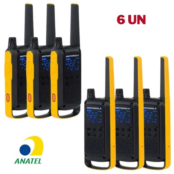 Kit 6x Rádio Comunicador MOTOROLA T470BR 35KM HT TALKABOUT