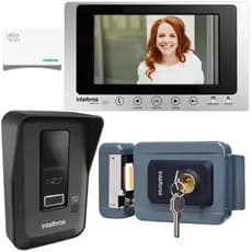 Kit 1 Vídeo Porteiro Interfone Allo WT7 Lite Tag + 1 Fechadura FX1500 CINZA INTELBRAS WT7 FX 1500
