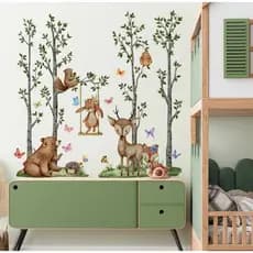 adesivo de parede infantil arvore safari floresta