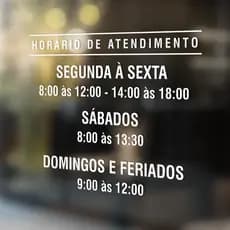 adesivo de recorte para porta de vidro horario de funcionamento