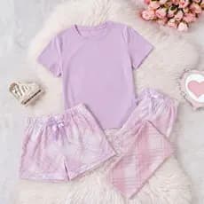 Pijama Suede Trio,Camiseta + Shortz + Calça.