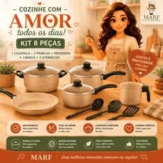 Conjunto de Panelas Marfim Antiaderente Kit 8 Peças Teflon Premium – Alta Qualidade Panelas Frigideira Leiteira