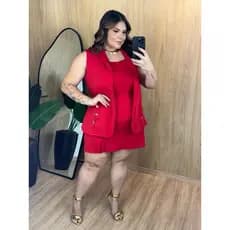 Trijunto Colete Plus Size, Tamanho Unico Veste do 46 ao 52, No Crepe de Malha
