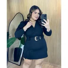 Macaquinho Fivela Luxo, Plus Size, Fabricado no Crepe de Malha, Tamanho Único (46/52).