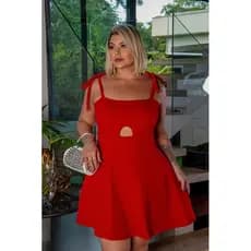 Vestido boneca fabricado no crepe de malha, tamanho único veste do 46 ao 52