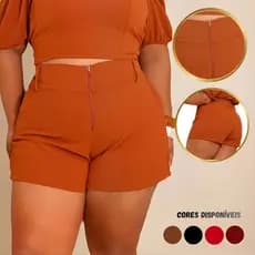 Bermuda Plus Size em Crepe Dunas, Cintura Confortável, Tamanho Único 48 ao 52