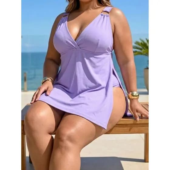 Maiô Plus Size 2 em 1 com Saia | Modela, Não Marca e Valoriza o Corpo (46 ao 52)