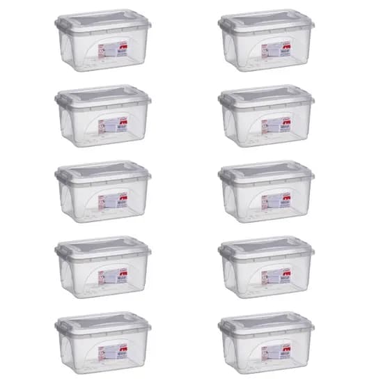 Kit 10 Pote Plastico 3 Litros Transparente Tampa Trava Pote Potinho Reforçado