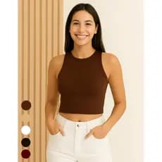 Cropped Feminino Regata Liso Suplex Várias Cores Moda Blogueira
