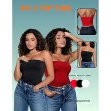 Kit 2 Cropped Top Tomara que Caia Faixa Blusa Feminino Forrado