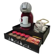 Bandeja Cantinho Do Café e Chá Porta-Cápsulas Dolce Gusto MDF Café da Manhã Hora do Chá Resistente