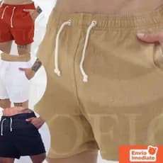 Kit 04 ShortS De Linho Masculino Básico Mauricinho Premium Lavado De Alta Qualidade Short Linho