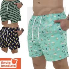 Short Masculino Mauricinho Tactel  Moda Praia Bermuda Verão