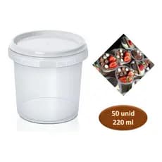 Pote Redondo Com Lacre Bolo No Pote Descartável 220ml C/50